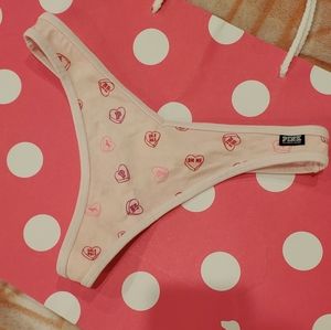 💋💕NWOT PINK Victoria's Secret vintage thong panties Valentines day small